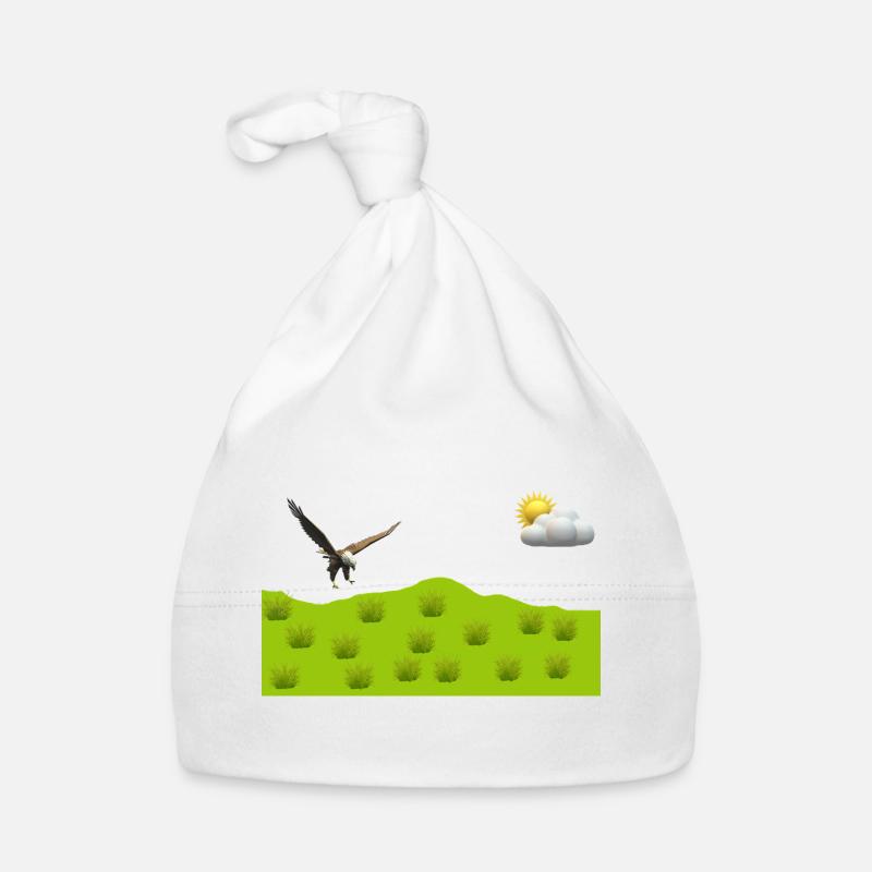 Eagle over green landscape Organic Baby Cap