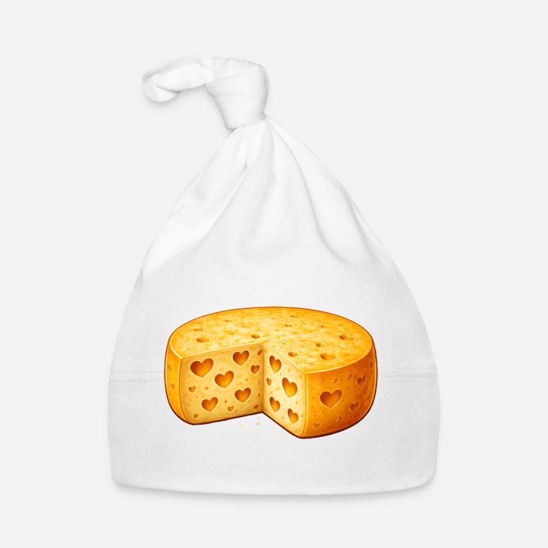 Motif d’une roue à fromage avec des trous en forme de cœur Bonnet bio Bébé