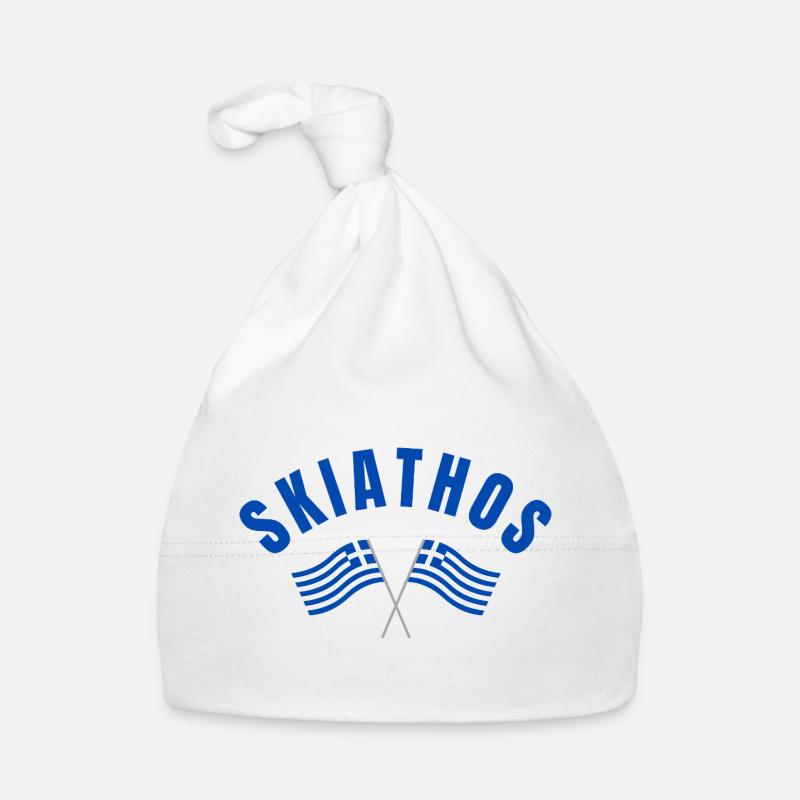 Skiathos Crossed Greek Flags Organic Baby Cap