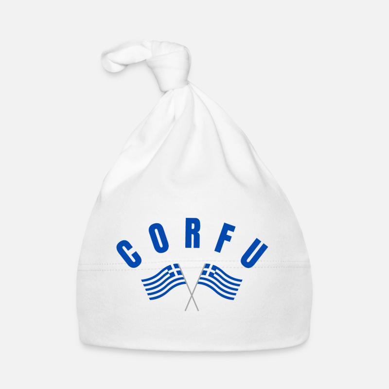 Corfou avec drapeaux grecs croisés Bonnet bio Bébé