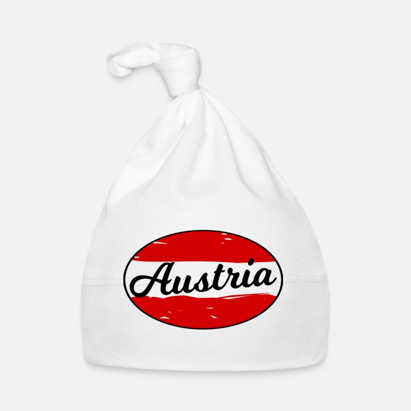 Austria Script Logo on Red Organic Baby Cap