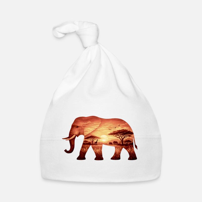 Éléphant sur la savane Bonnet bio Bébé