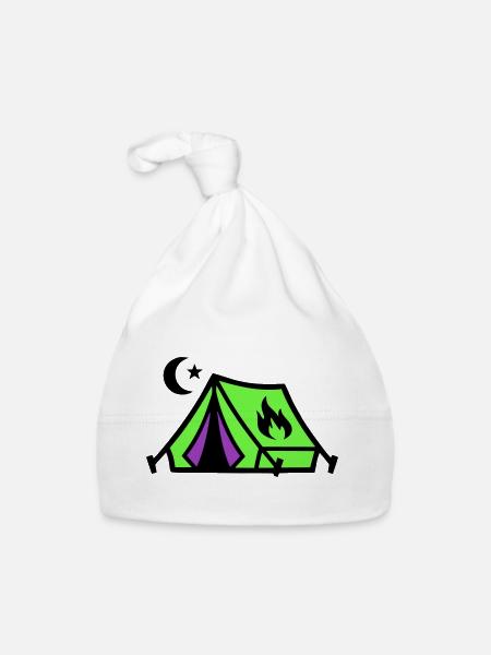 Zelt Lagerfeuer Festival Icon - Baby Bio-Mütze - Weiß - Vorne