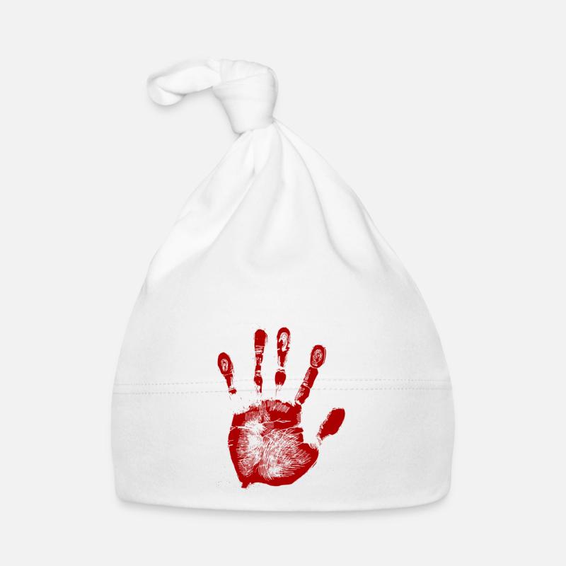 La main ensanglantée. Cadeau Bonnet bio Bébé
