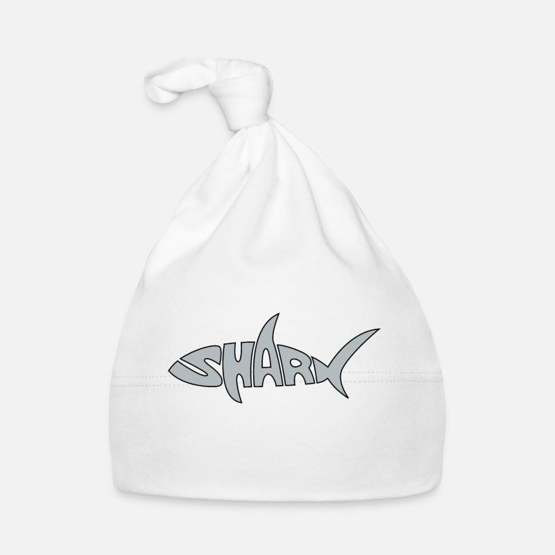 Requin, requin, poisson, animal marin, danger - Bonnet bio Bébé - blanc
