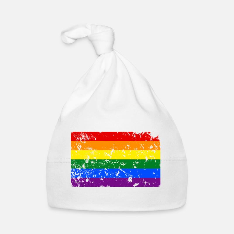 Effet vintage drapeau lgbt - Bonnet bio Bébé - blanc