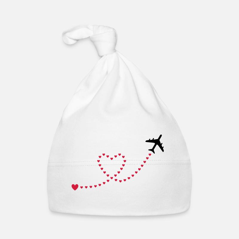 ★ Designfarben änderbar ★ Flugzeug, Herzen Baby Bio-Mütze