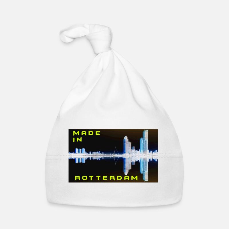 Futuristic Rotterdam Skyline Reflection Organic Baby Cap