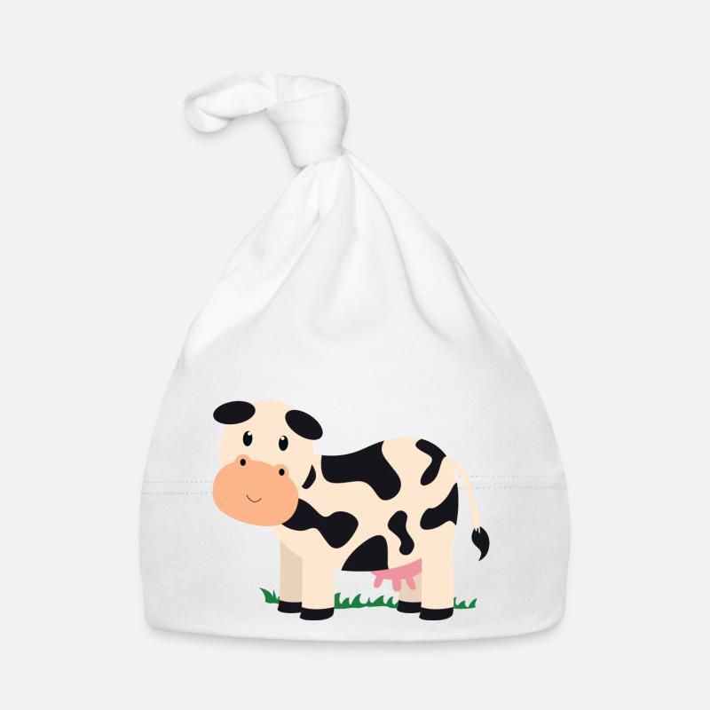 vache - Bonnet bio Bébé - blanc