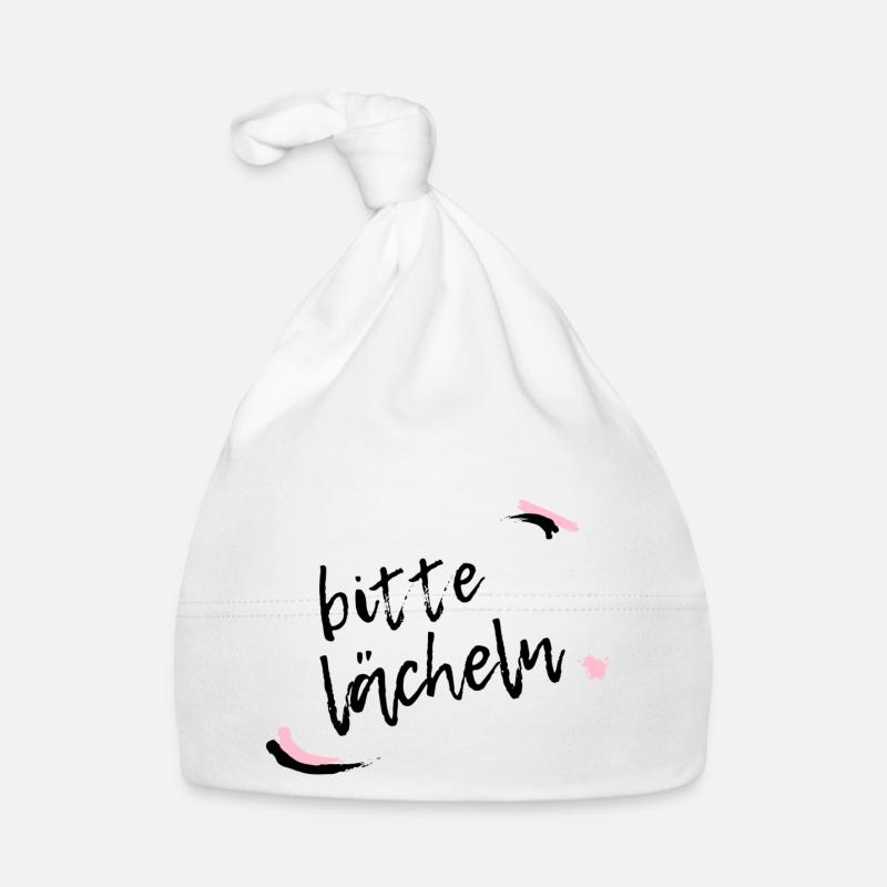 Bitte lächeln - Baby Bio-Mütze - Weiß
