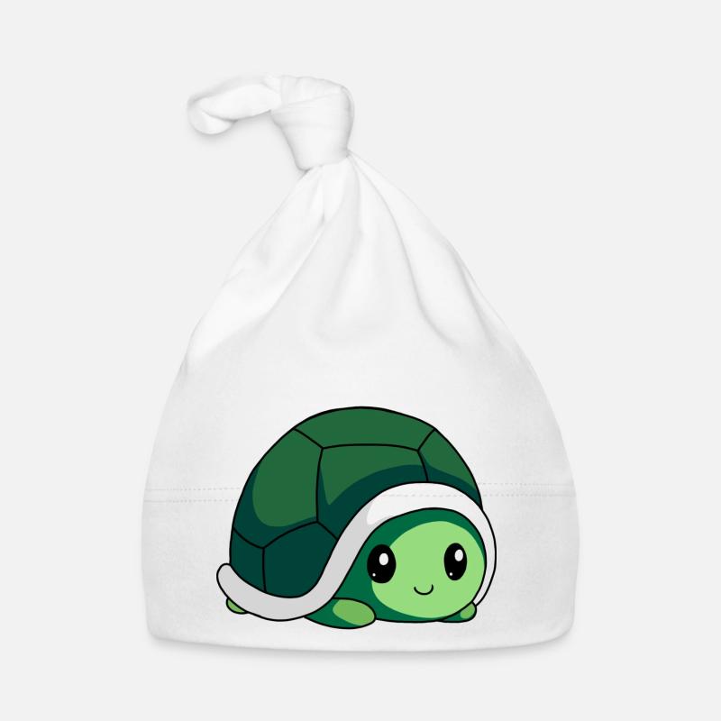 littel cute bébé Turtle - Bonnet bio Bébé - blanc