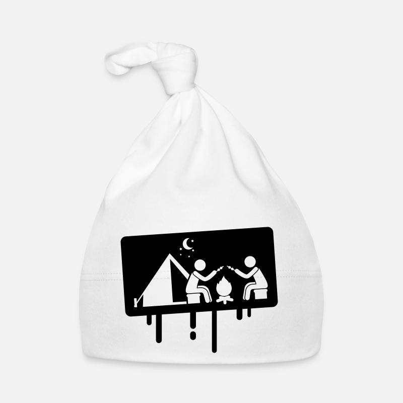 Camping camping - Organic Baby Cap - white