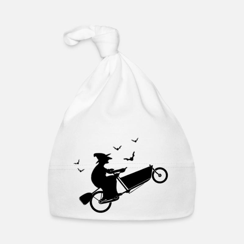 Sorcière sur vélo cargo - Bonnet bio Bébé - blanc