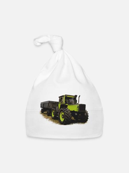 MB trac 1600 turbo avec remorque - Bonnet bio Bébé - blanc - Devant
