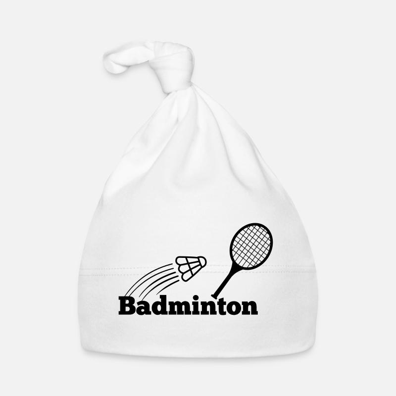 Texte de badminton avec navette et raquette Bonnet bio Bébé