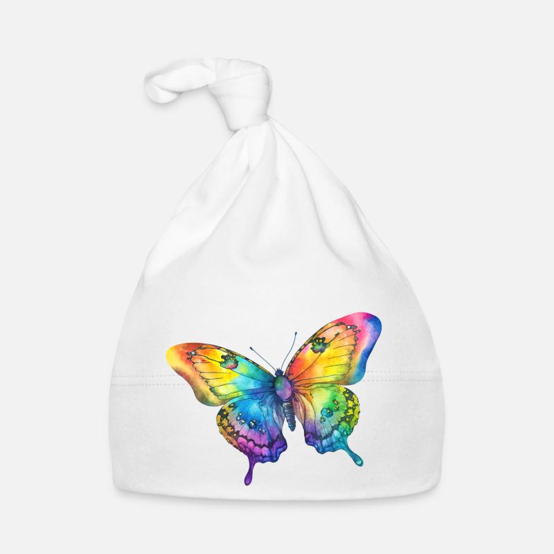Schmetterling Regenbogenfarben Baby Bio-Mütze