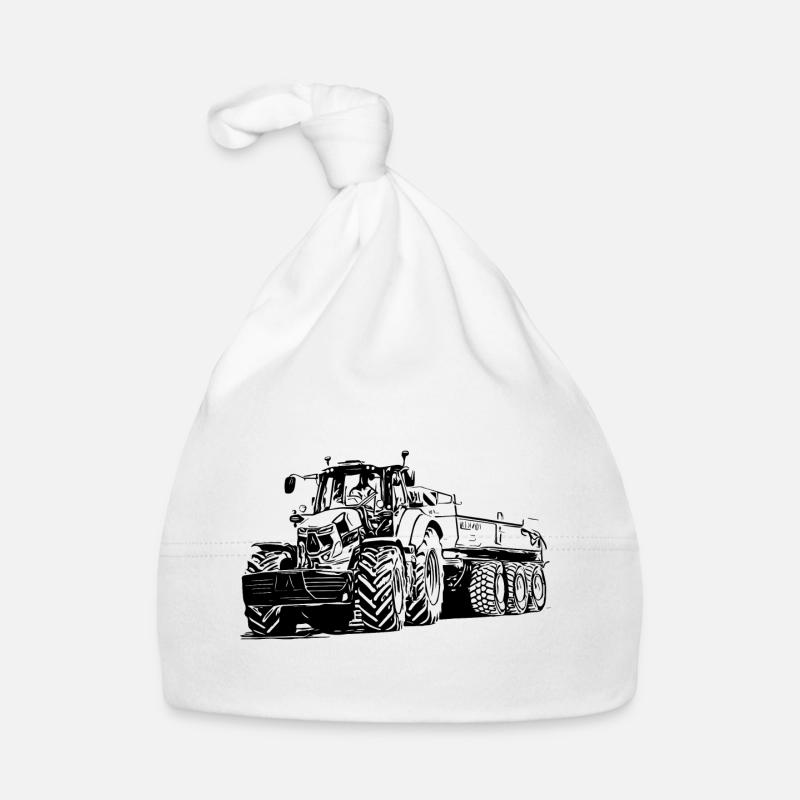 Tracteur avec remorque - Bonnet bio Bébé - blanc