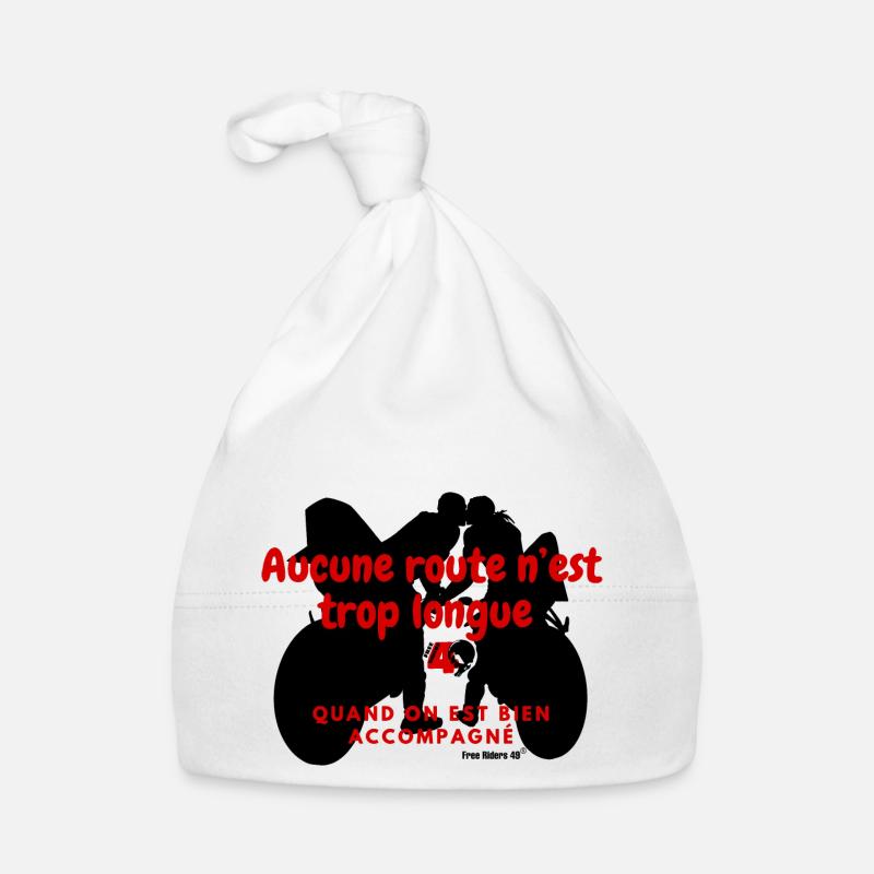 FR49-Aucune route n’est trop longue version Red - Bonnet bio Bébé - blanc
