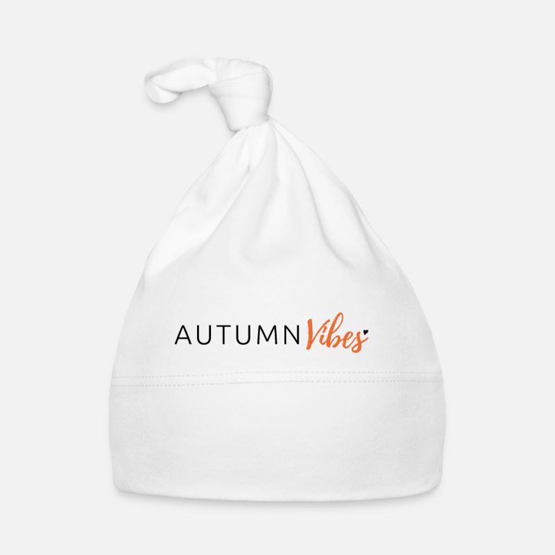 Inscription « Autumn Vibes » - Bonnet bio Bébé - blanc