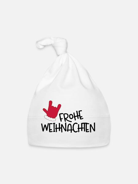 Frohe Weihnachten - Baby Bio-Mütze - Weiß - Vorne