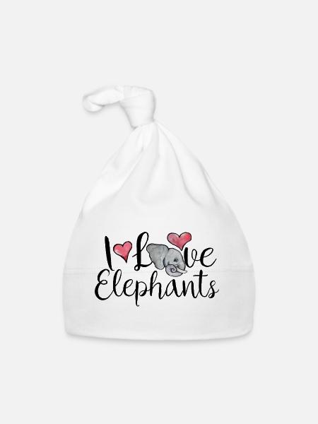 Cœurs d’éléphant aquarelle - Bonnet bio Bébé - blanc - Devant