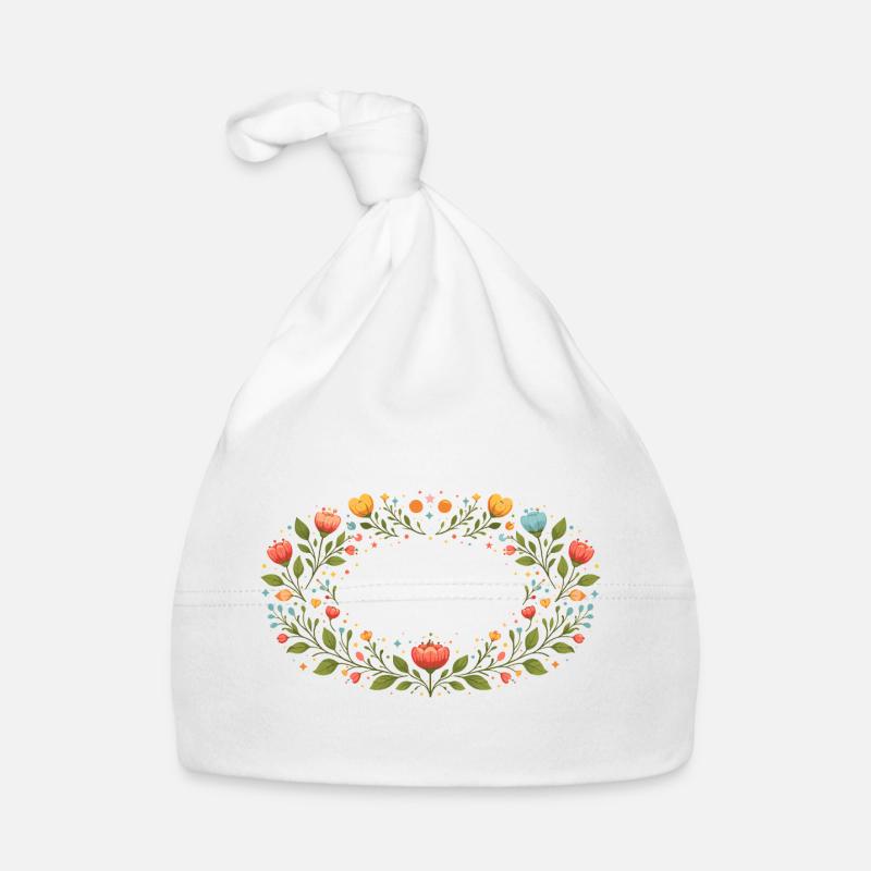 Cadre floral printanier avec fleurs Bonnet bio Bébé