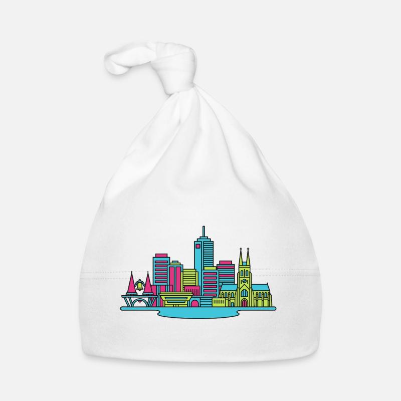 Perth City Skyline Bell Tower Modern Line Art Organic Baby Cap