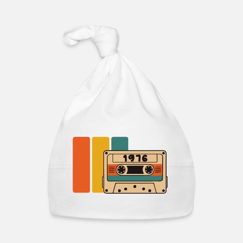 Retro 1976 Cassette in Colored Blocks Organic Baby Cap