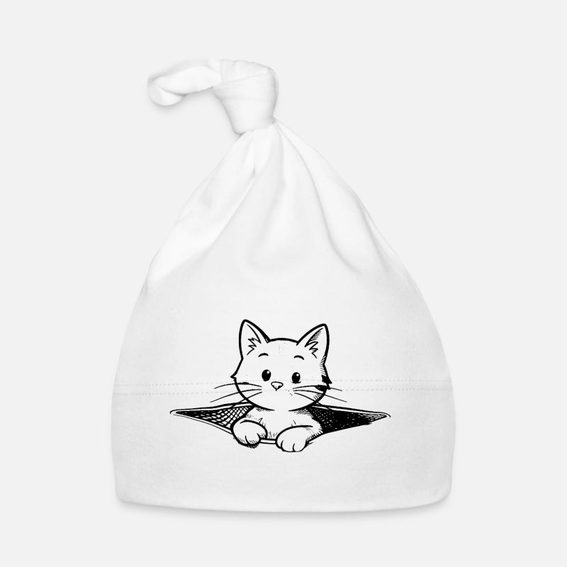 Illustration du chaton dans une bourse Bonnet bio Bébé