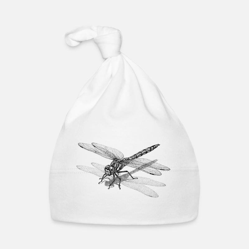 Libelle Dotwork Grafik - Minimalistisches Motiv Baby Bio-Mütze