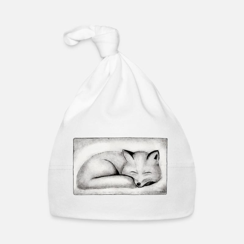 Renard endormi - Gravé à la main imprimable Bonnet bio Bébé