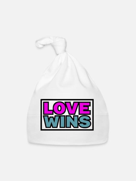 Graphique de citation Love Wins - Bonnet bio Bébé - blanc - Devant