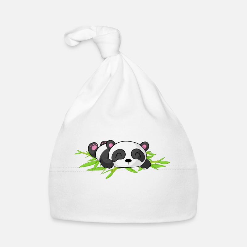 Schlafender Comic Panda Baby Bio-Mütze