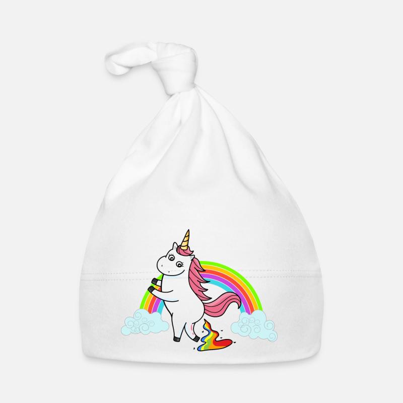 Kackendes Einhorn Regenbogen Baby Bio-Mütze