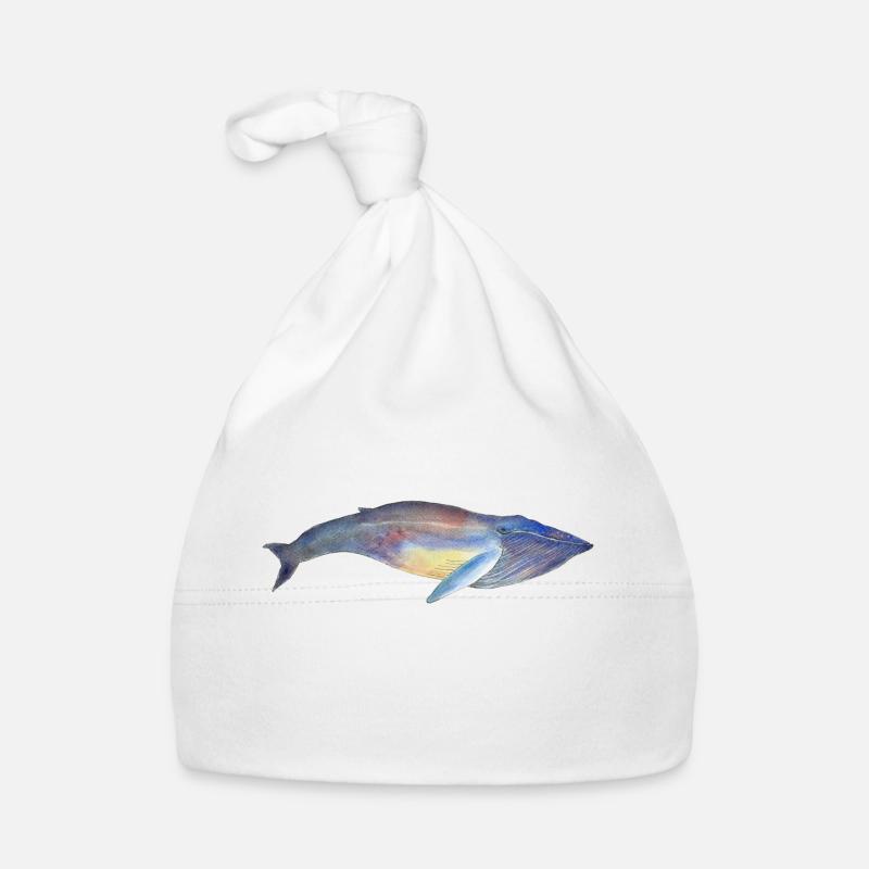 Baleine à bosse - baleine à bosse no 2 - Bonnet bio Bébé - blanc