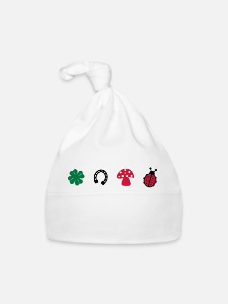 Glücksbringer - Baby Bio-Mütze - Weiß - Vorne