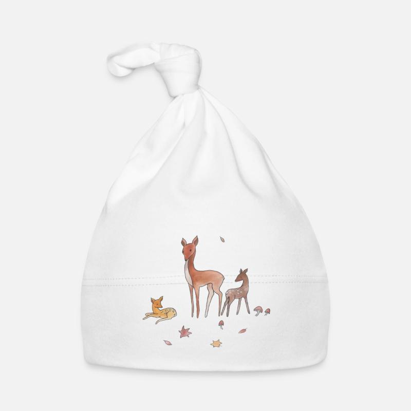 Reh mit Kitzen Baby Bio-Mütze