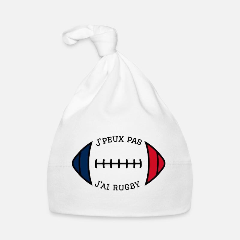 J peux pas j ai rugby - Bonnet bio Bébé - blanc