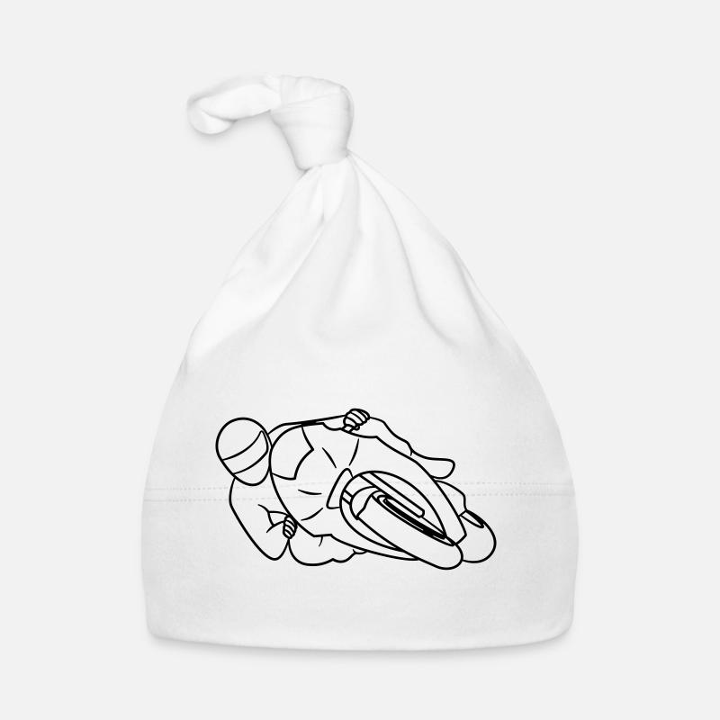 Motorbike Racer Hanging Off - Front View, dark Organic Baby Cap