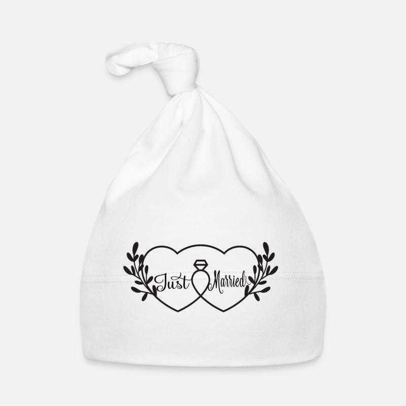 Cœurs entrelacés et bague -  Just Married Bonnet bio Bébé