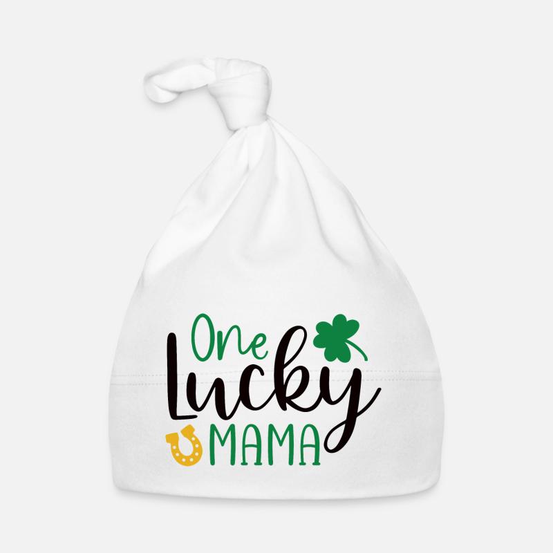Design One lucky mama - Bonnet bio Bébé - blanc