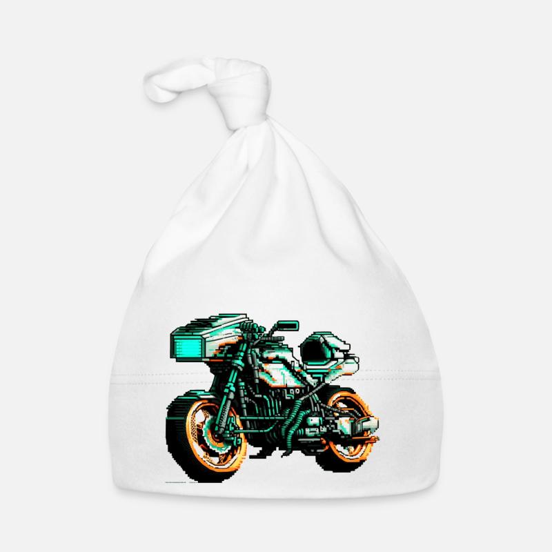 Moto en 8 bits comme graphiques vectoriels pour les motards Bonnet bio Bébé