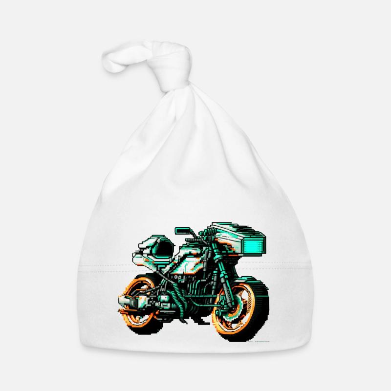 Racing machine motorcycle in great 8 bit graphics Organic Baby Cap