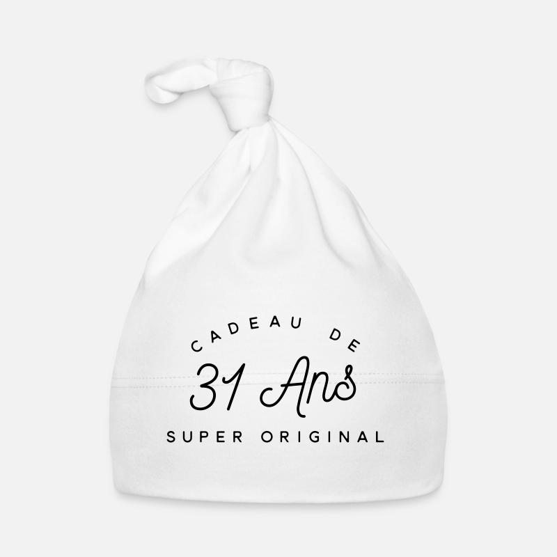 Cadeau 31 ans - Bonnet bio Bébé - blanc