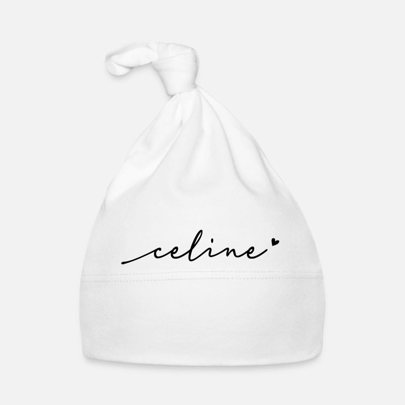 Nom cursif de Céline - Bonnet bio Bébé - blanc