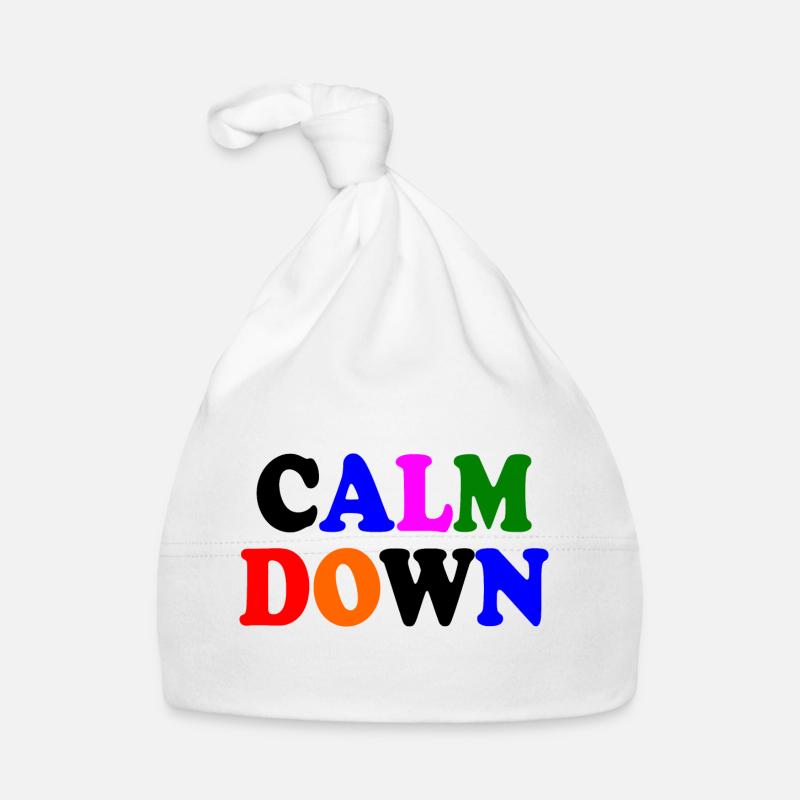 Calm down - Organic Baby Cap - white
