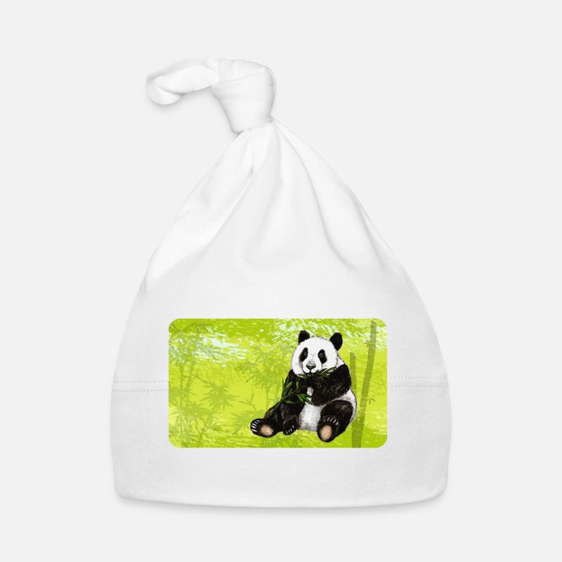 Ours panda mignon avec bambou dans la forêt de bambous Bonnet bio Bébé