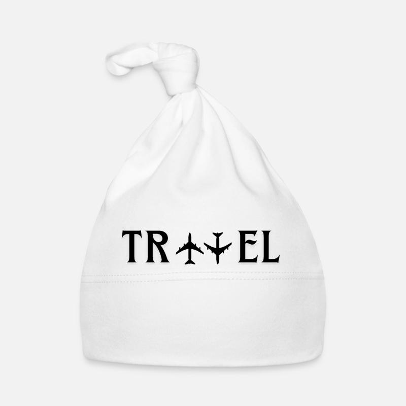 Conception de typographie de voyage avec 2 vols à l’envers Bonnet bio Bébé