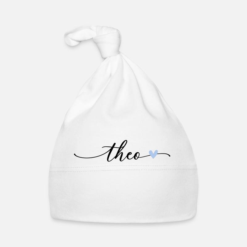 Theo Name Calligraphy Font Organic Baby Cap