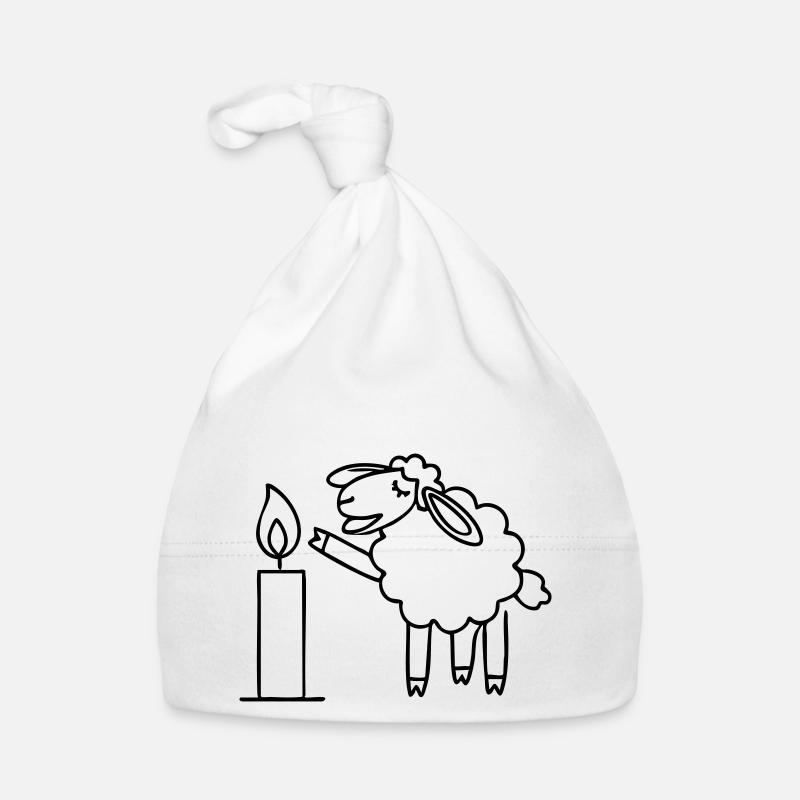 singendes Schaf mit Kerze Weihnachten Baby Bio-Mütze